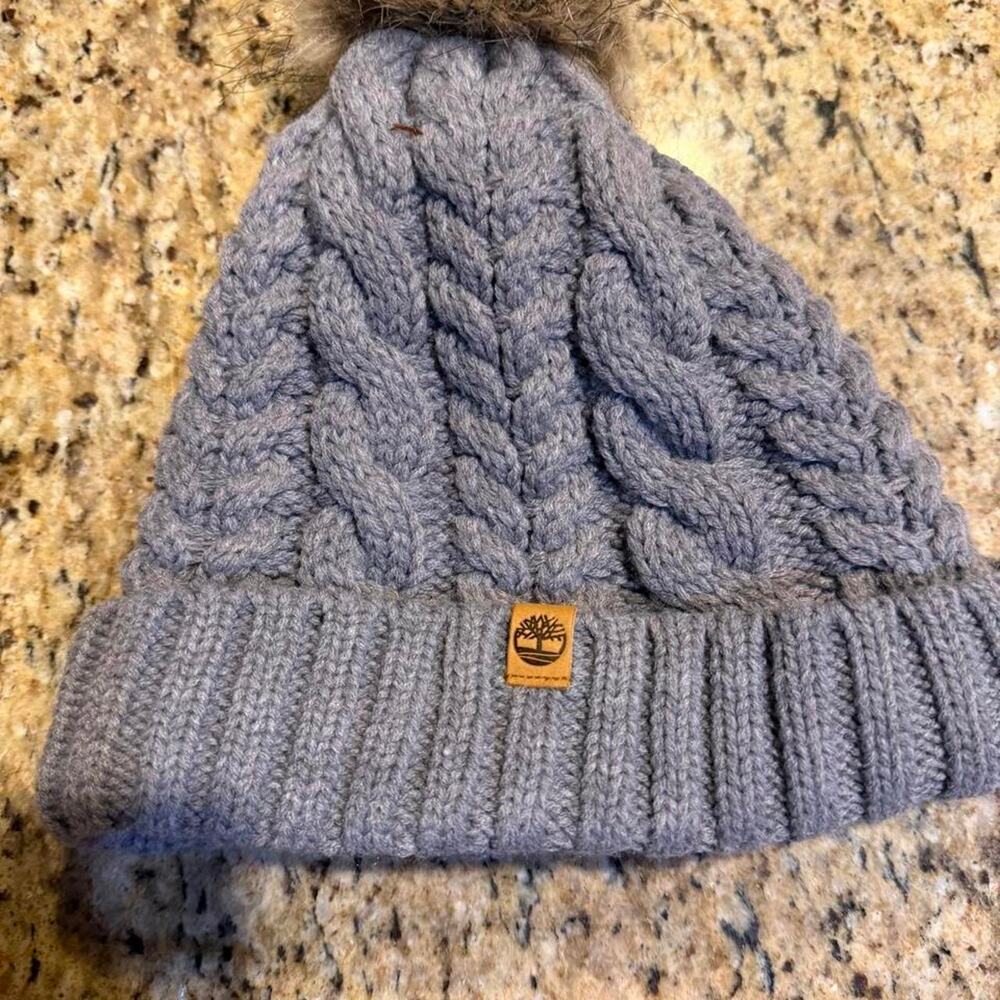 Timberland blue cable knit beanie